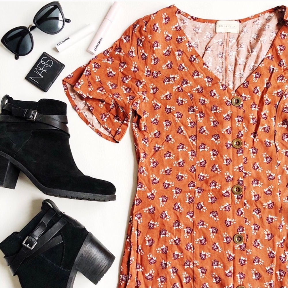 Floral Print Button Front Dress